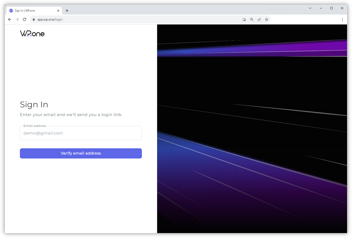Kuvakaappaus WP.one-kirjautumissivusta.